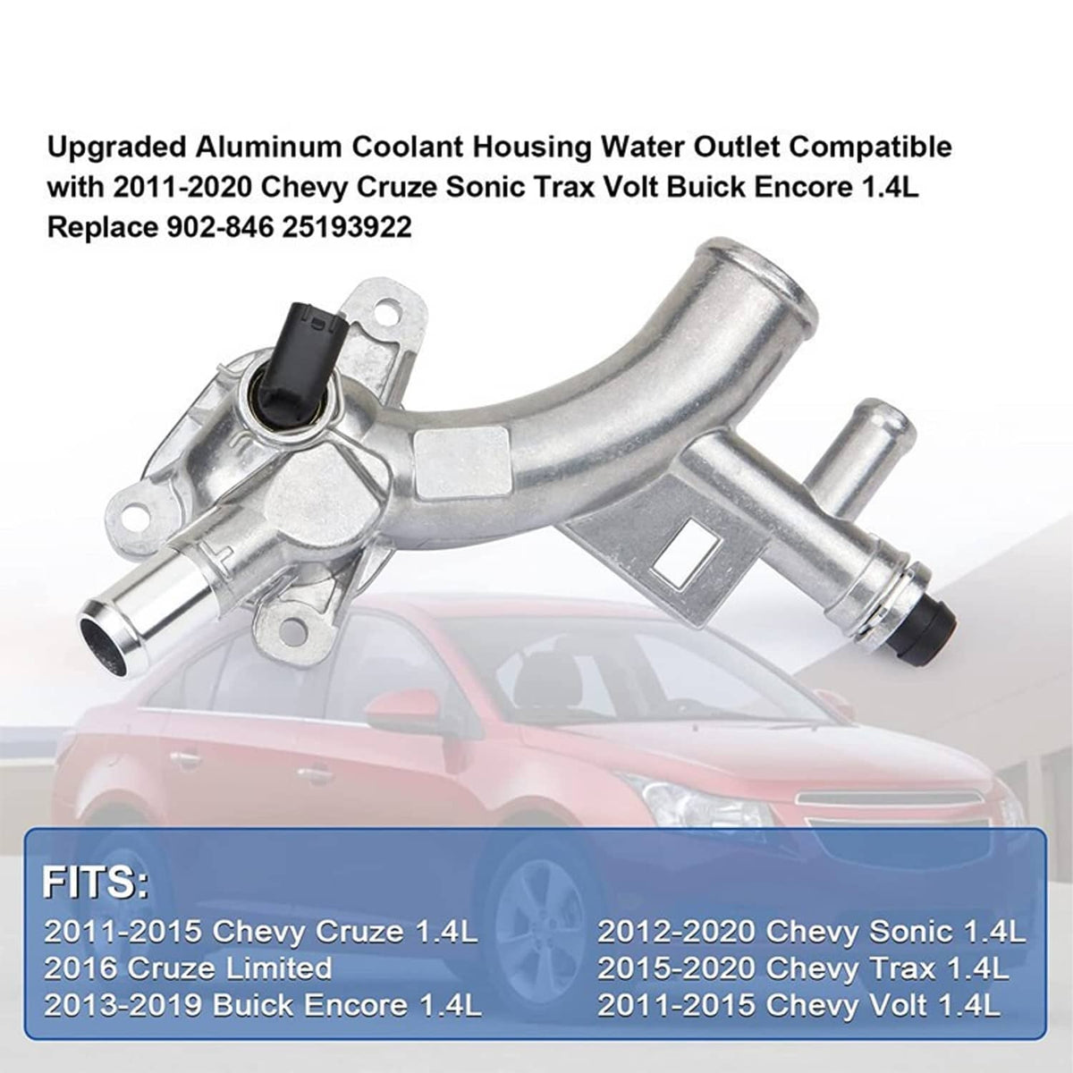 Solidspare Aluminum Water Outlet Thermostat Housing for Chevrolet Cruze Sonic Trax 1.4L