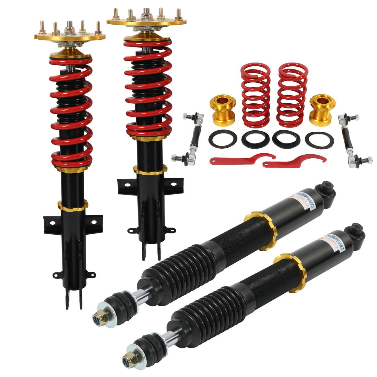 Solidspare 4X Front & Rear Coilovers Struts Absorber Adj. Height For 2005-2014 Ford Mustang