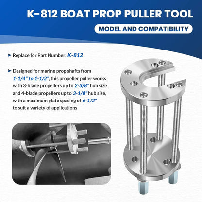 Solidspare K-812 Boat Prop Puller Tool for 3 & 4 Blade Propellers, for 1-1/4” to 1-1/2”