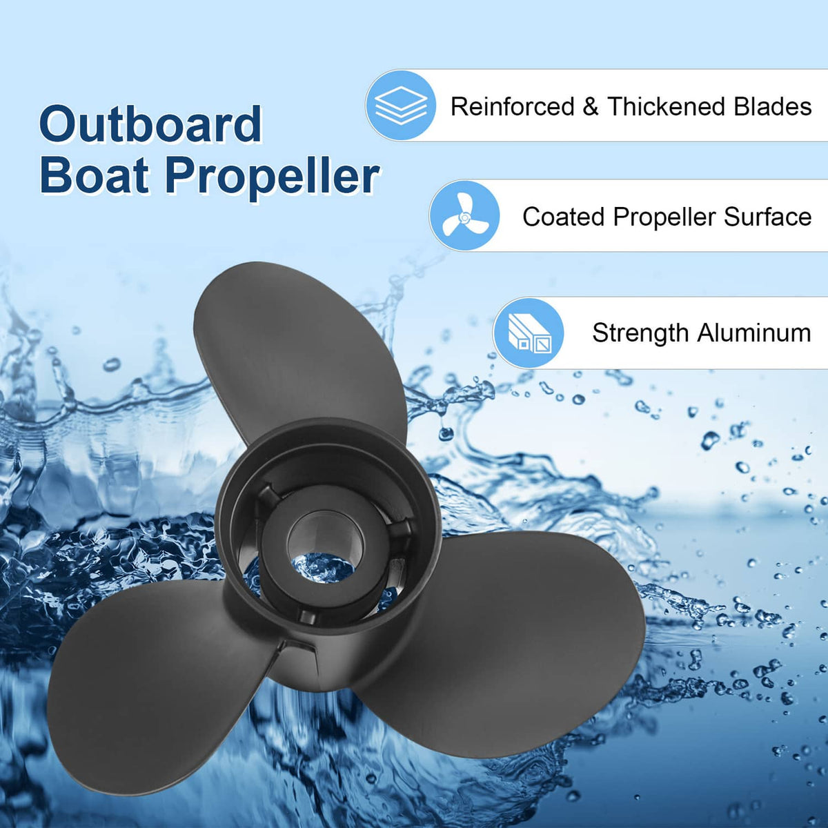 Solidspare Boat Propeller 13.25"x 17 Pitch for Mercury 48-77344A45 40-140 HP OEM 13-1/4x17P