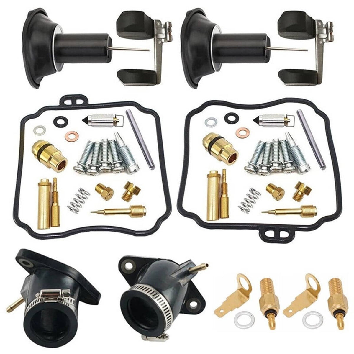 Solidspare 2 x Carburetor Rebuild Kit Intake Manifold For Yamaha V Star 650 XVS650