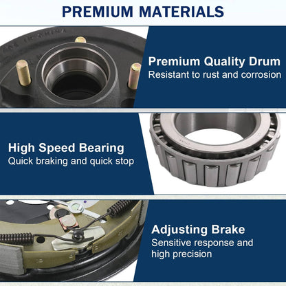 Solidspare 6 on 5.5" Bolt Circle Drum Kits with 12" X 2" Self-Adjusting Electric Brake