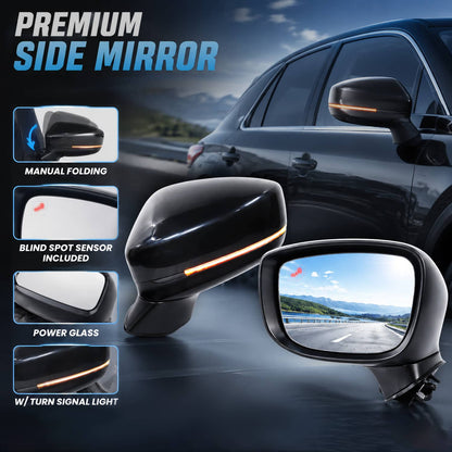 Solidspare Left Driver Side Mirror for 2017-24 Mazda CX-5 With BSM Power Turn Signal Light
