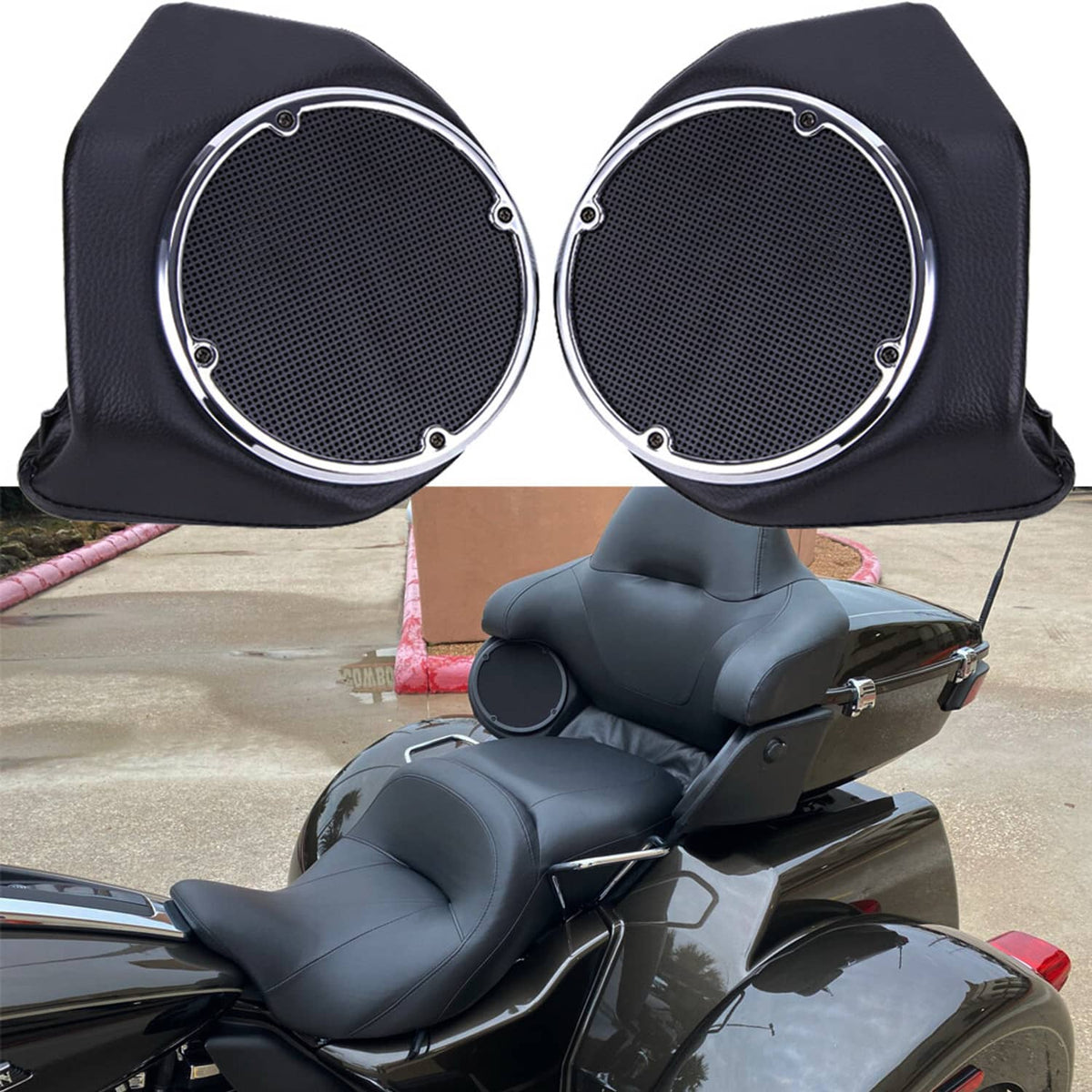 Solidspare 6.5" Speaker Pods Box Pack Trunk For Harley Touring Tour Pak Electra Glide 14-24