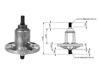SPINDLE ASSY FOR JOHN DEERE GY20592 GY20867 GY21099 LA150 LA175 G110 190C 54"