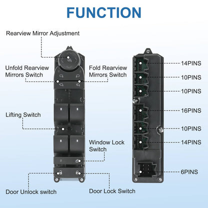 Solidspare Left Driver Door Window Switch Panel Control For 2007-14 Chevrolet GMC Cadillac