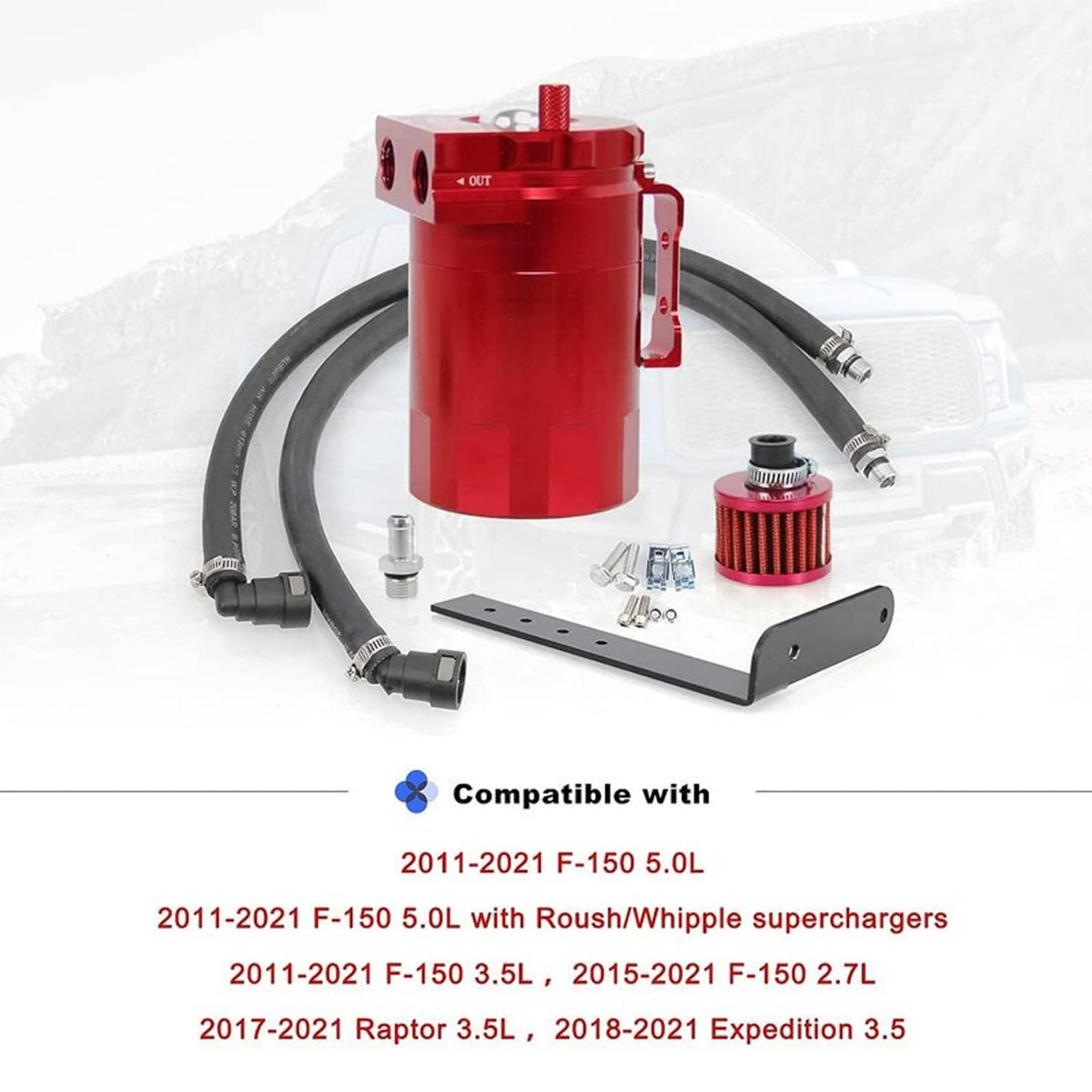Solidspare Side Oil Separator Catch Can Tank For 2011-2021 F150 5.0L 2.7L 3.5L Ecoboost