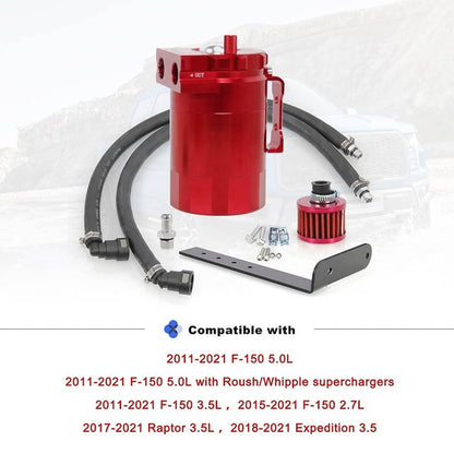 Solidspare Side Oil Separator Catch Can Tank For 2011-2021 F150 5.0L 2.7L 3.5L Ecoboost