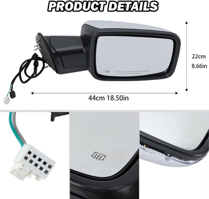 Solidspare Chrome Power Folding Heated Right Mirror+LED Signal For 2013-2019 Dodge Ram 1500