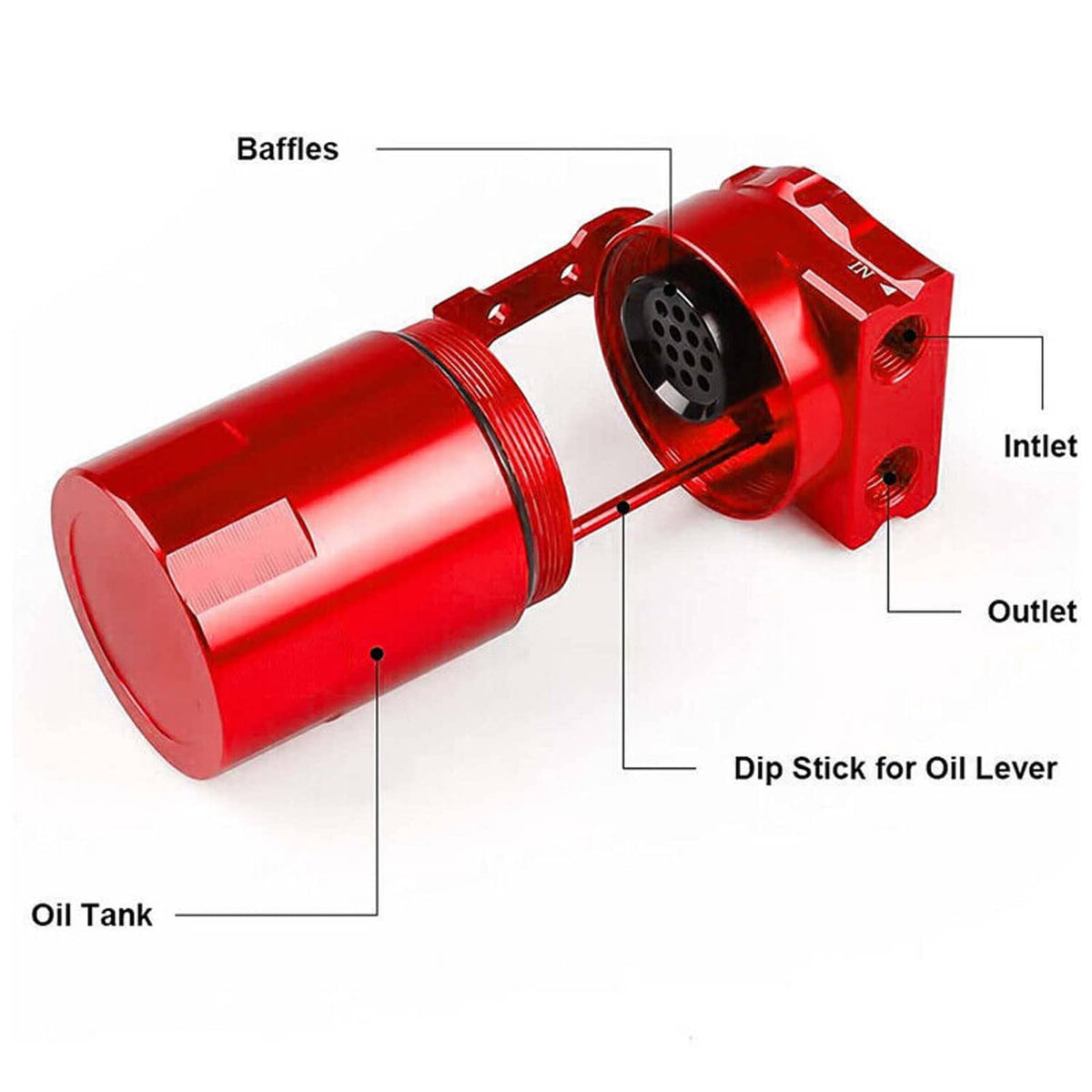 Solidspare Oil Catch Can Oil Separator for 2011-2021 Ford F150 5.0L & Raptor 2.7L 3.5L Red