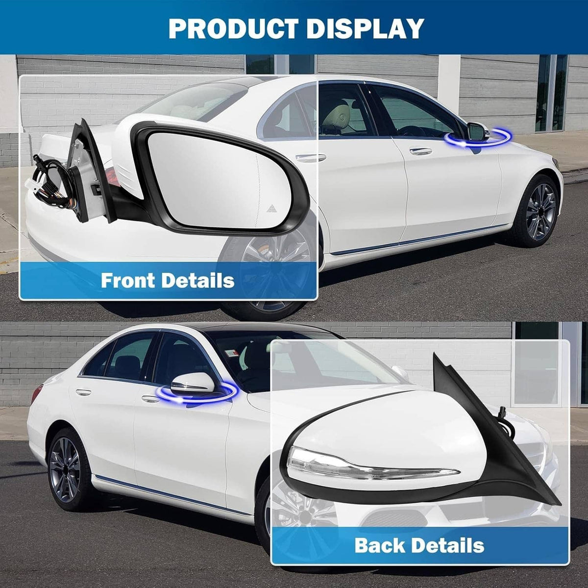 Solidspare Right Side Mirror Heated Blind Spot Fits For 2016-2021 GLC Class GLC300 Mercedes