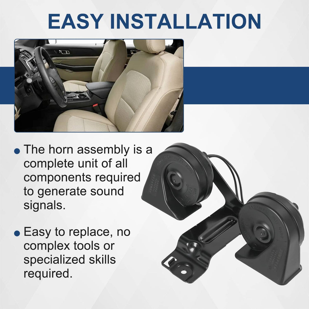 Solidspare High & Low Pitch Horn With Bracket Fits 2016-2019 Ford Explorer 076-004