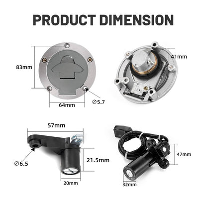 Solidspare Ignition Switch Fuel Gas Cap Seat Lock Key For Yamaha YZF R3 R25 14-18 R6 08-16