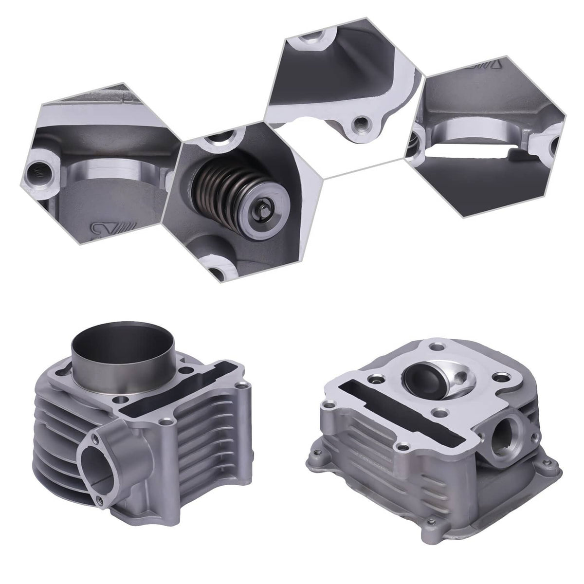Solidspare For GY6 150cc 57.4mm Big Bore Kit Set Cylinder Head Piston Gasket Set QMJ157