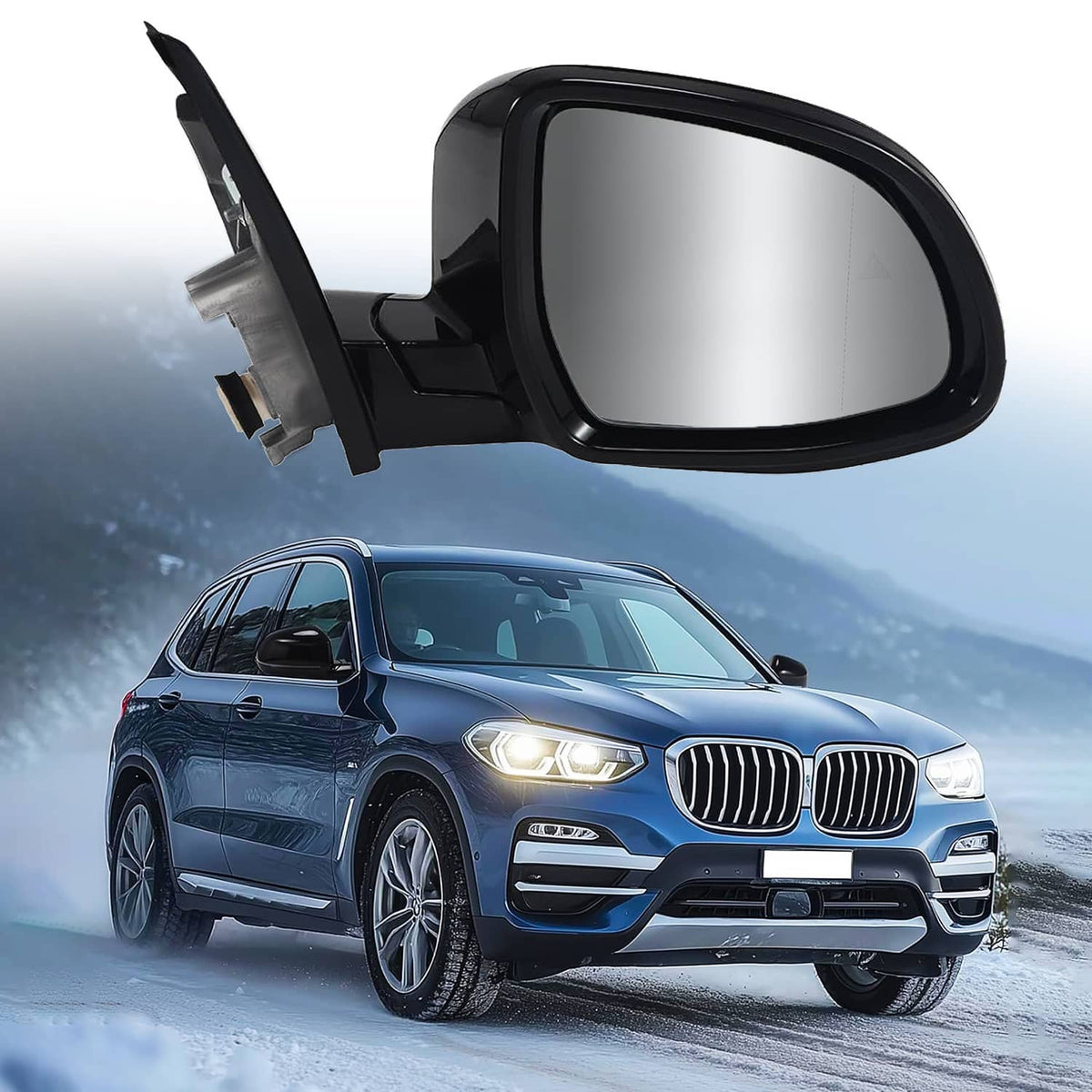 Solidspare Fits BMW 320i 330i 330e 2019-2023 Passenger Right Mirror With Blind Spot Black