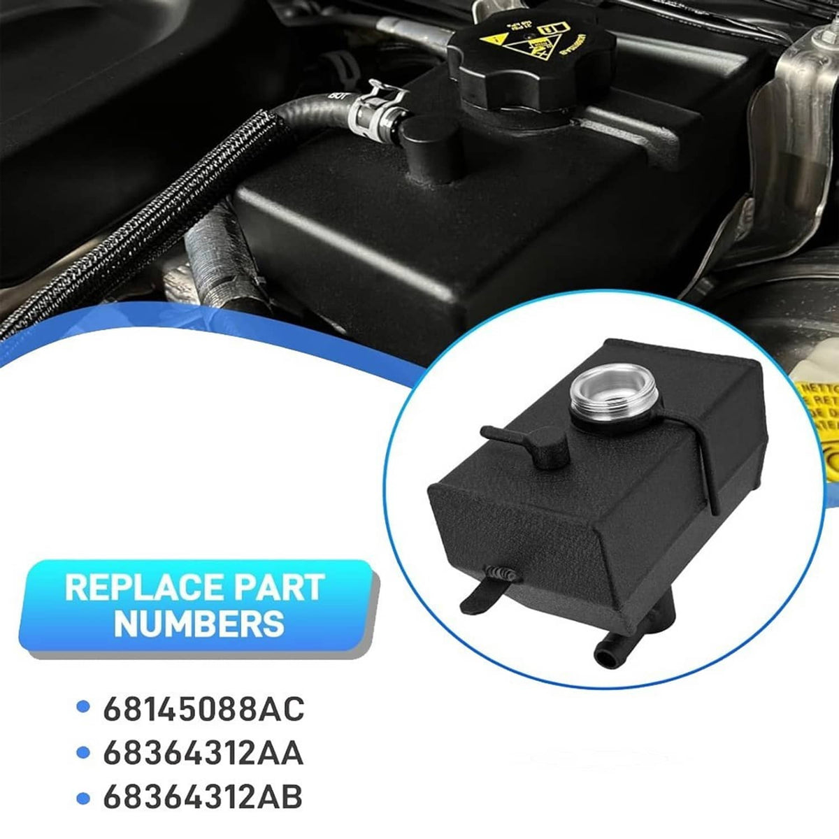 Solidspare Engine Coolant Reservoir 68364312AC For 2018-2024 Jeep Wrangler JL 2.0L Aluminum