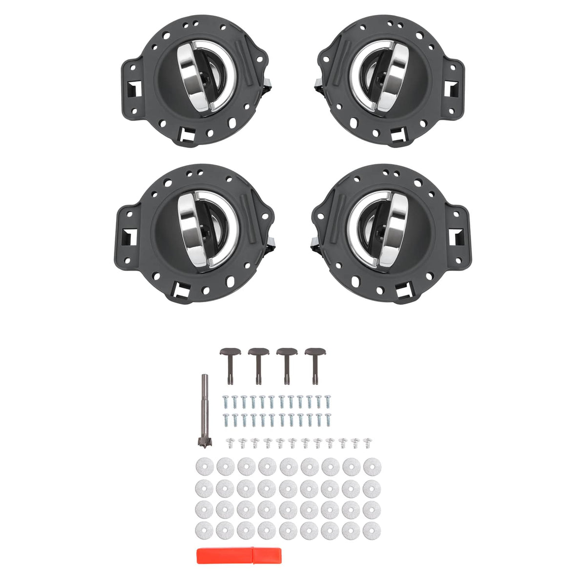Solid Spare For JEEP COMMANDER 2006-2010 Front Rear Inside Door Handles Chrome & Gray Set 4