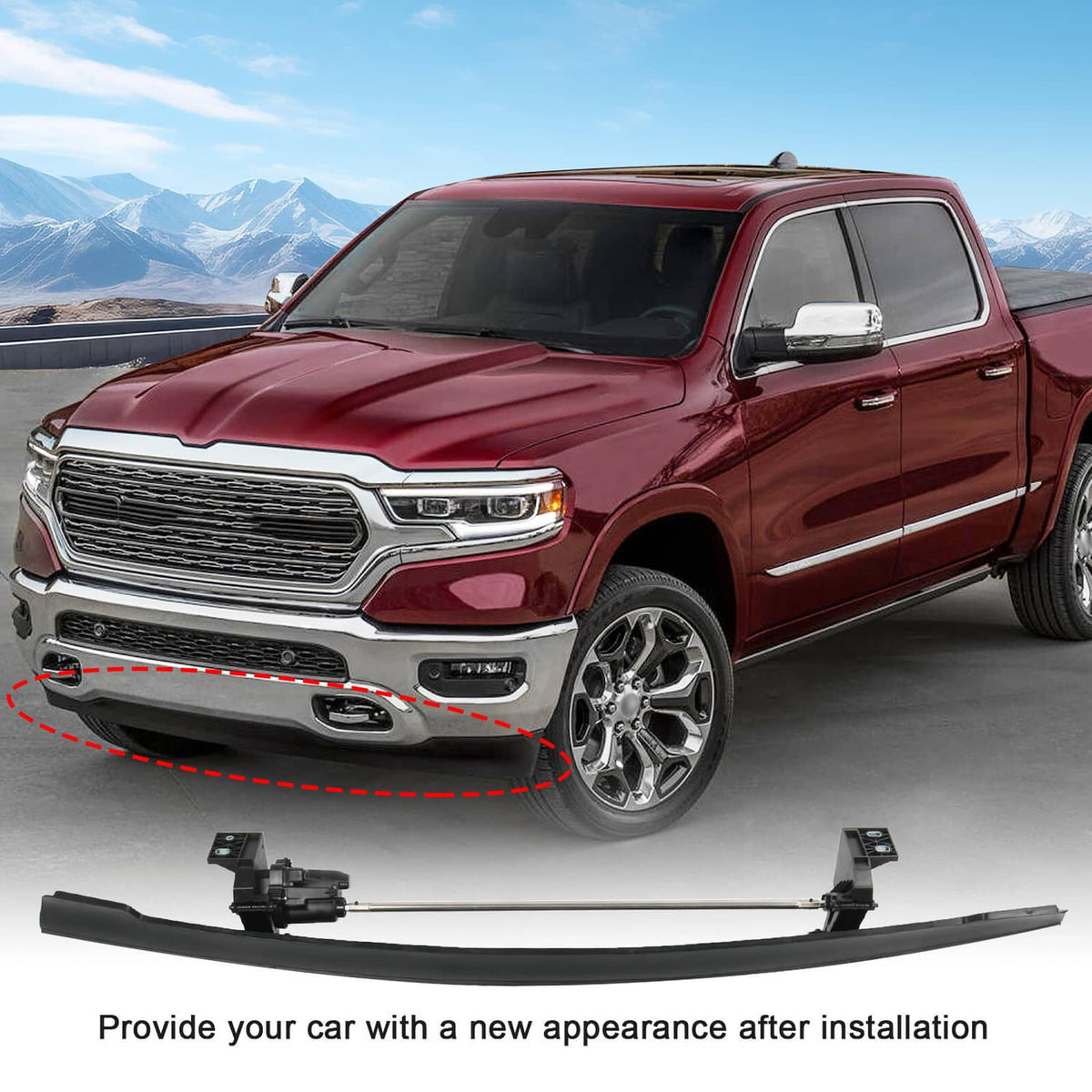Solidspare FRONT ACTIVE AIR DAM FOR 2019-2025 2021 2022 2023 2024 RAM 1500 DT 68274406AH