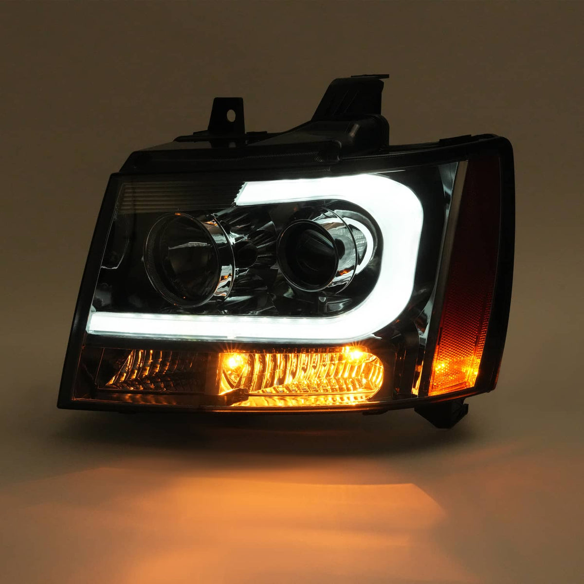 Solid Spare Headlights For Avalanche/Suburban/Tahoe 2007-2014 LED Bar LH+RH Projector