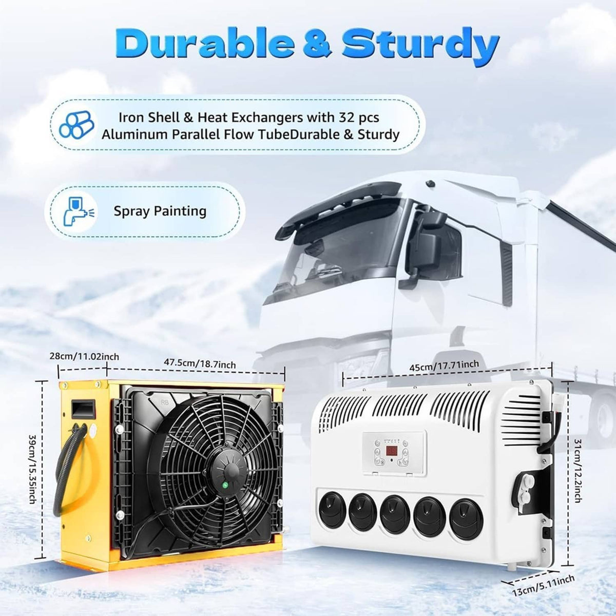 Solidspare 12V 11000 BTU Truck Air Conditioner Split AC For Semi Trucks Bus RV Caravan US