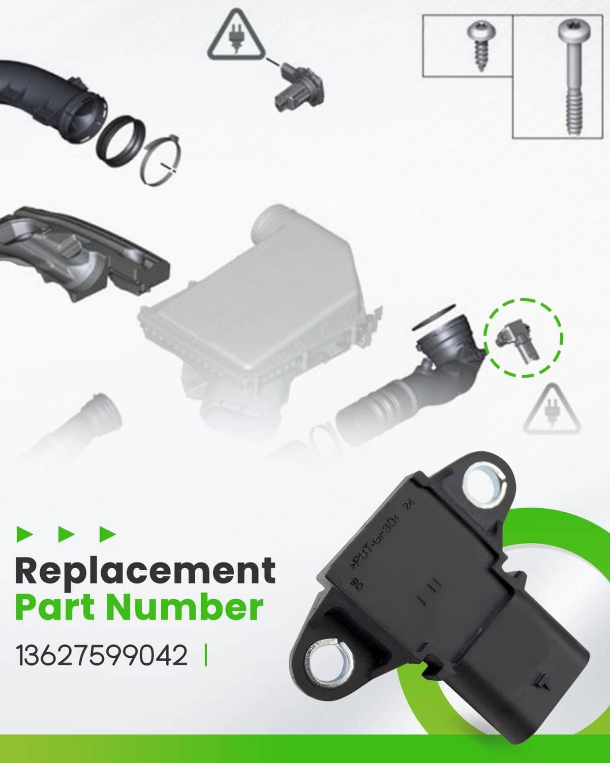 Solid Spare MAP Manifold Absolute Pressure Sensor 13627599042 For BMW X5 X6 640i 650i 750i