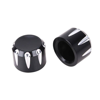 Solidspare Black Thick Cut Front Axle Cap Nut Covers For Harley Touring Road Glide King