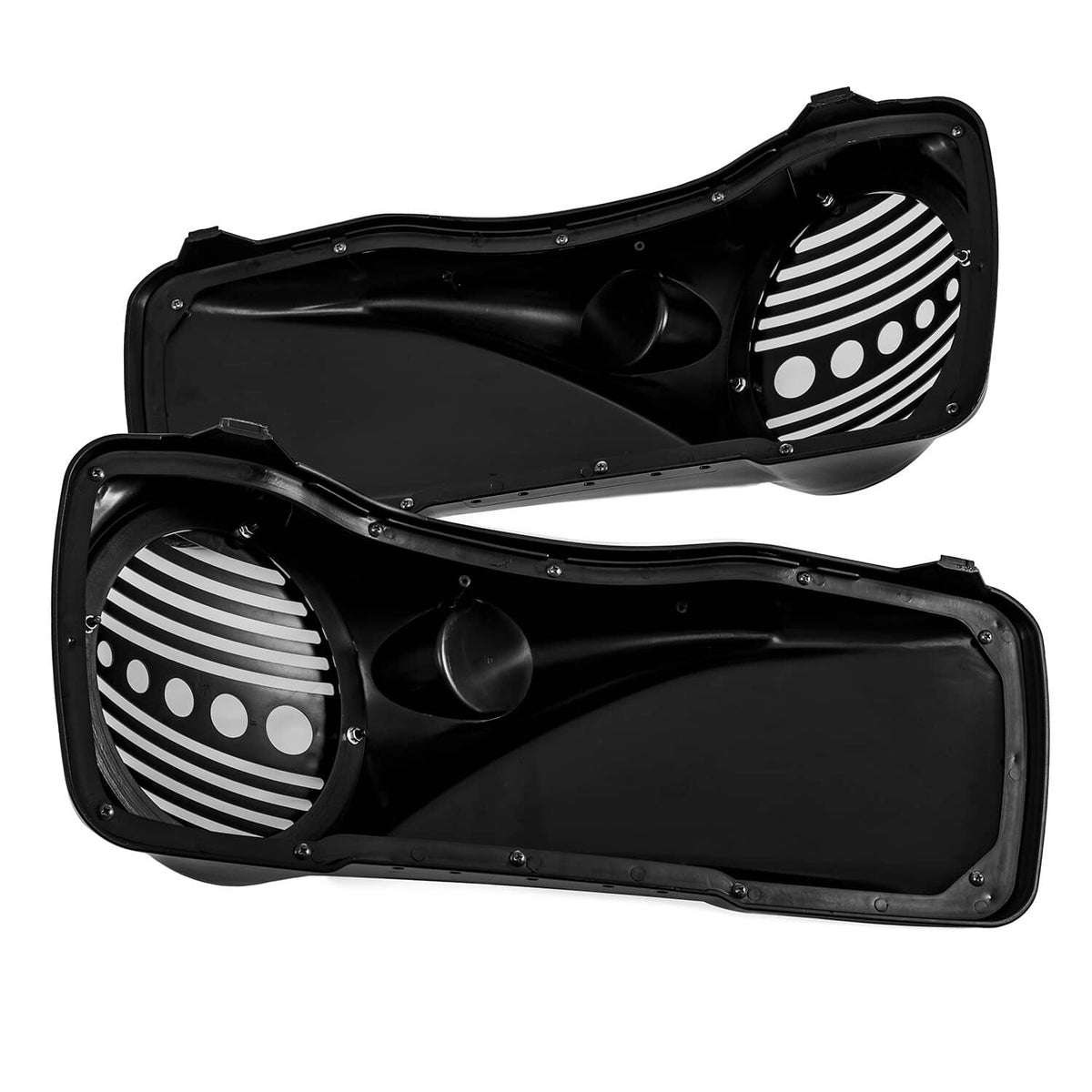 Solidspare 8" Vivid Black Speaker Lids w/ Tweeter port For Harley 1994-2013 Touring Models