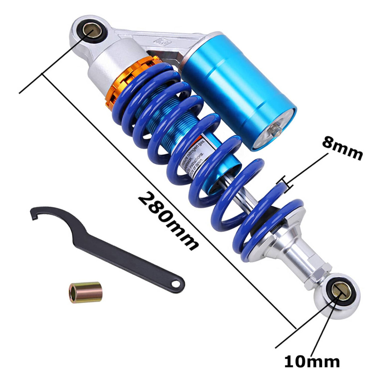 Solidspare Set of 2 11inch 280mm ATV Motorcycle Rear Air Shocks Absorber For TTR90 CRF70