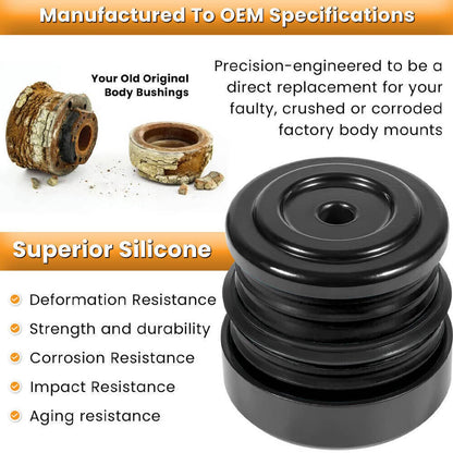 Solidspare New Body Mount Bushing Kit Silicone for 08-16 Ford F250 F350 Super Duty Crew Cab