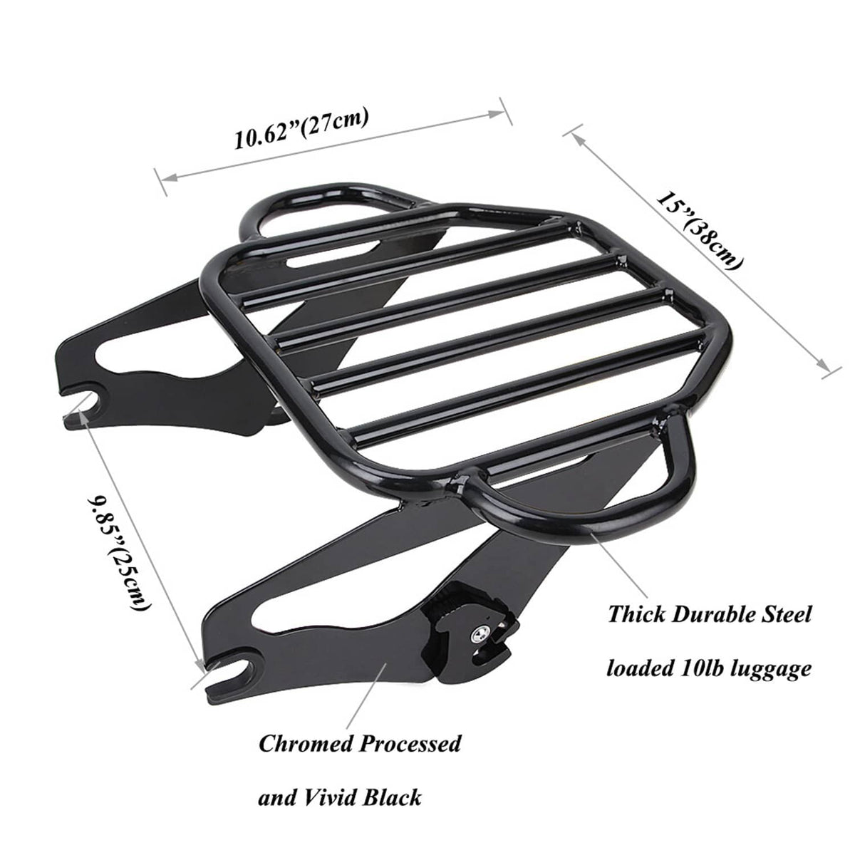 Solidspare For Harley Touring Models 2009-2024 Backrest Sissy Bar and Luggage Rack Black