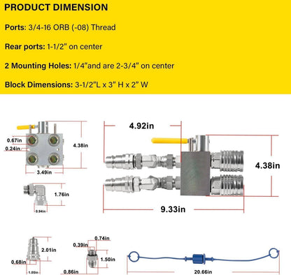 Solid Spare Manual Hydraulic Multiplier, SCV Splitter/Diverter Valver/ Couplers & Ag Fitting