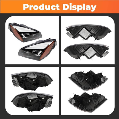 Solidspare Pair New Full LED Headlights Headlamps For 2018-2022 Freightliner Cascadia Black