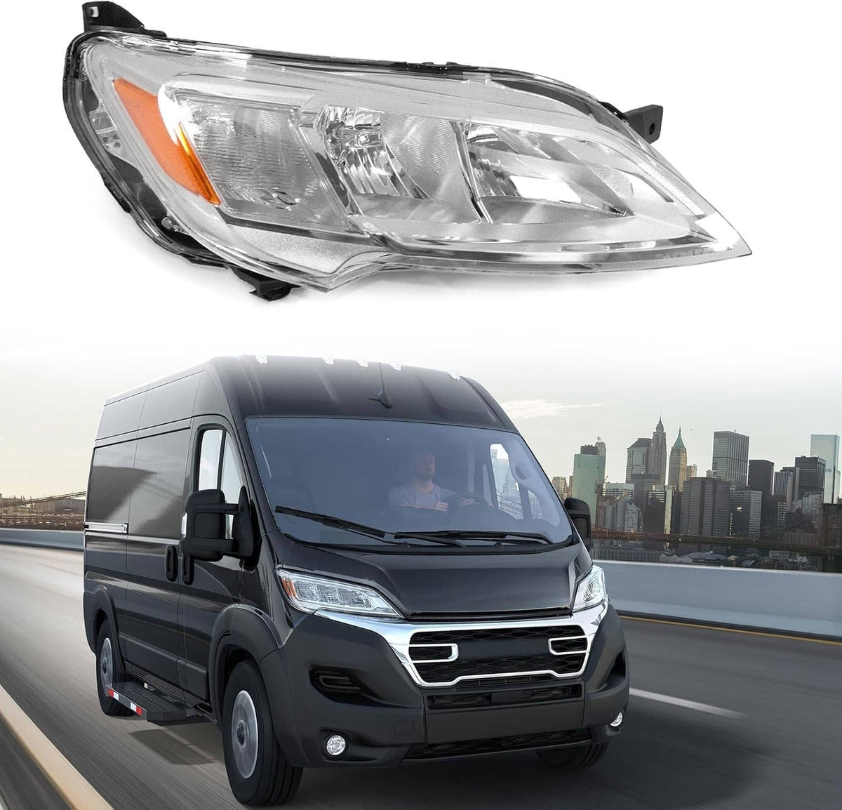 Solidspare Right Passenger Side Headlight Halogen For 2023-26 Dodge Ram Promaster 1500 2500