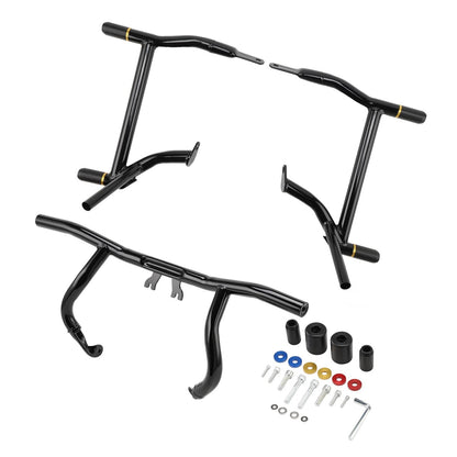 Solidspare Front+Rear Crash Bar Flat-Out Bar For Harley Street Glide Road Glide King 14-25