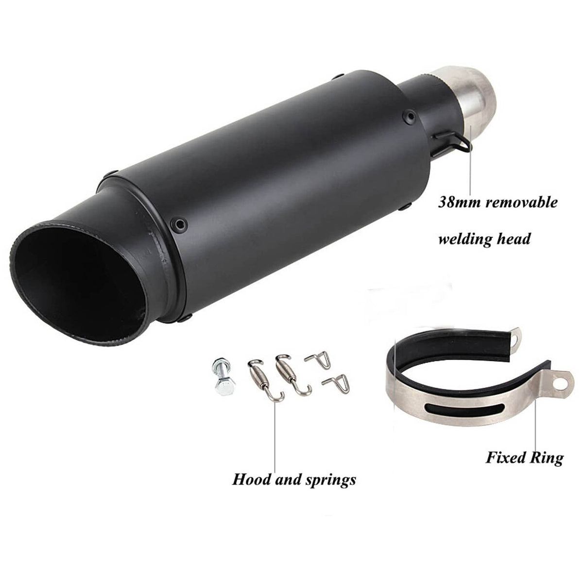 Solidspare Universal Exhaust Muffler Tail Pipe Slip on DB Killer Black Motorcycle Exhaust