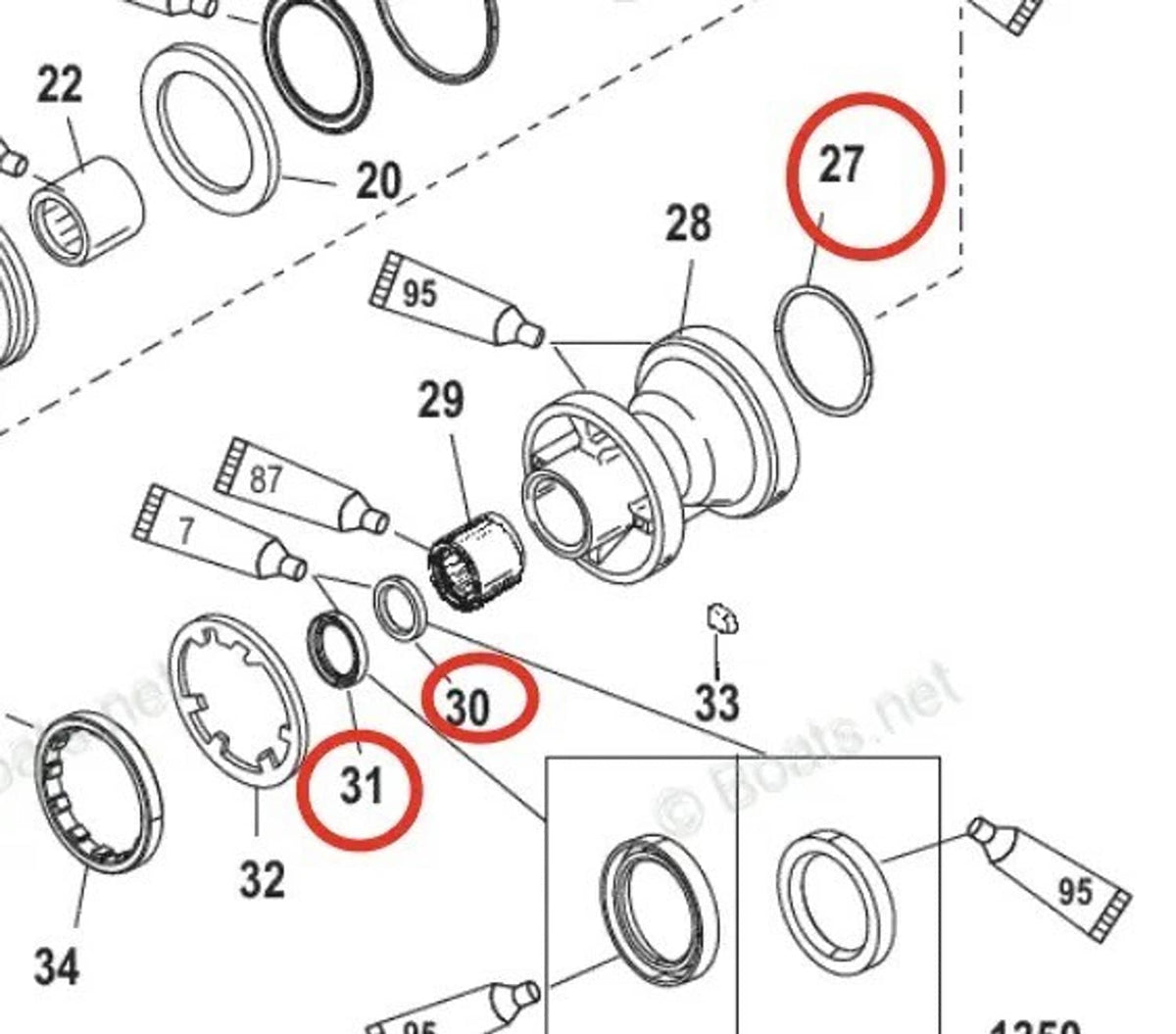 Solid Spare Mercury 3.0L Lower Unit Seal Gasket Kit 26-14077 26-12224 25-896524 26-8M0058390