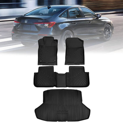 Solidspare Driver Passenger Floor Mats w/ Cargo Liner Fits For Honda Civic Sedan 2022-2025