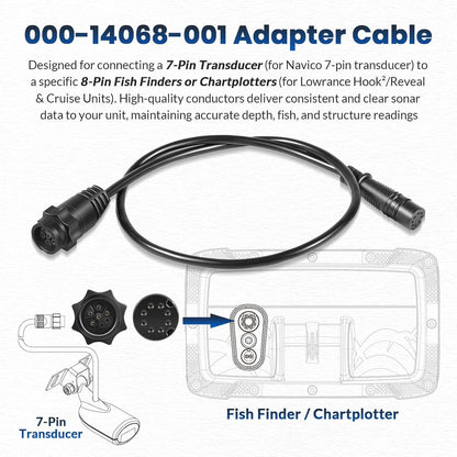 Solidspare 000-14068-001 7-Pin Transducer Adapter Cable for Lowrance Hook²/Reveal & Cruise