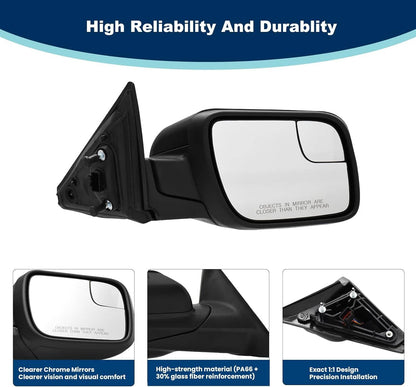 Solidspare Power Mirror For Ford Explorer 2011-2015 Right Side Manual Fold Textured Black