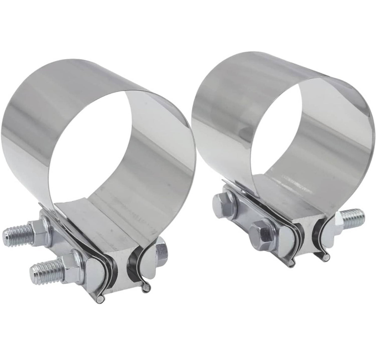 Solidspare 2Pcs 2.5" Inch Butt Joint Band Exhaust Clamp Sleeve Coupler T304 Stainless Steel