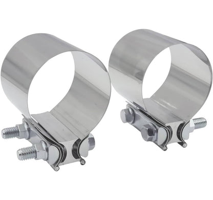 Solidspare 2Pcs 2.5" Inch Butt Joint Band Exhaust Clamp Sleeve Coupler T304 Stainless Steel