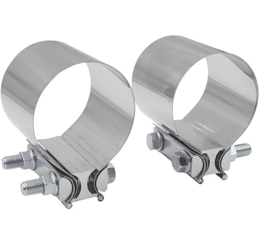 Solidspare 2Pcs 2.5" Inch Butt Joint Band Exhaust Clamp Sleeve Coupler T304 Stainless Steel