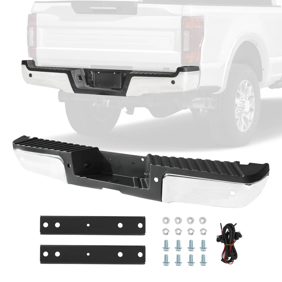 Solidspare For 2008-2016 Ford F250 F350 Super Duty Rear Step Bumper Assembly w/ Sensor Hole