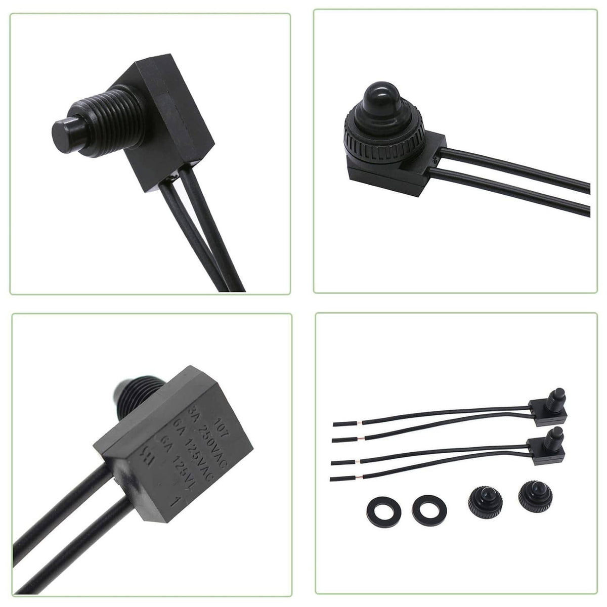 Solid Spare 10pcs 12V-48V Wire Leads Waterproof On-Off Push Button Switch for Motorcycle Car