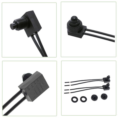 Solid Spare 10pcs 12V-48V Wire Leads Waterproof On-Off Push Button Switch for Motorcycle Car