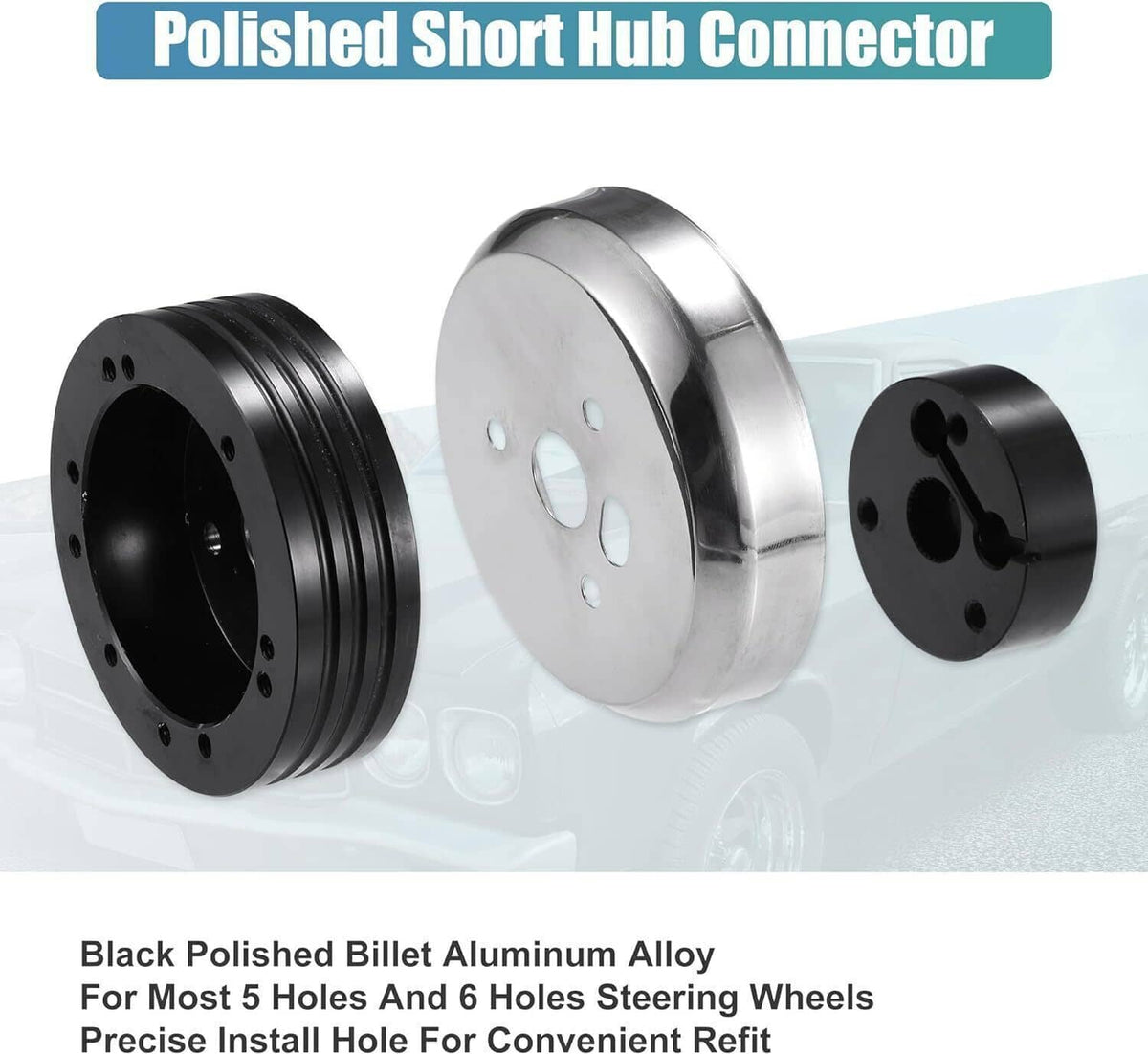 Solidspare 5 & 6 Hole Steering Wheel Polished Hub Adapter For Chevy Flaming River Ididit GM