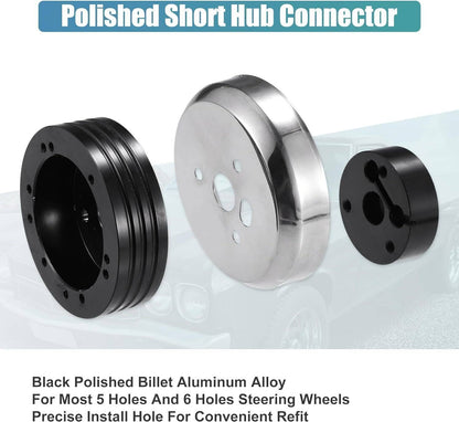 Solidspare 5 & 6 Hole Steering Wheel Polished Hub Adapter For Chevy Flaming River Ididit GM
