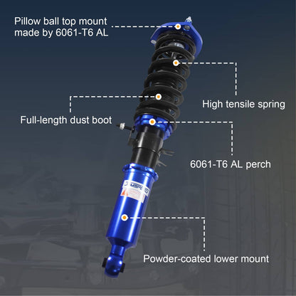 Solidspare Blue Coilovers Struts for Infiniti G37/370Z 2009-2016 Suspension Kit Adj. Height