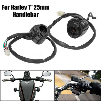 Solidspare Handlebar Control Switches + Wiring Harness for Harley Sportster Dyna 1996-2012