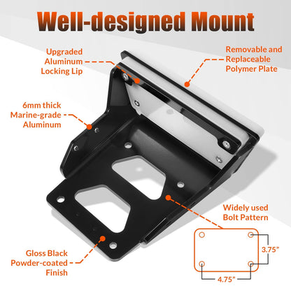 Solidspare Transom Trolling Motor Mount for Kayaks - 3.75" x 4.75" Bolt Pattern - 6mm Thick